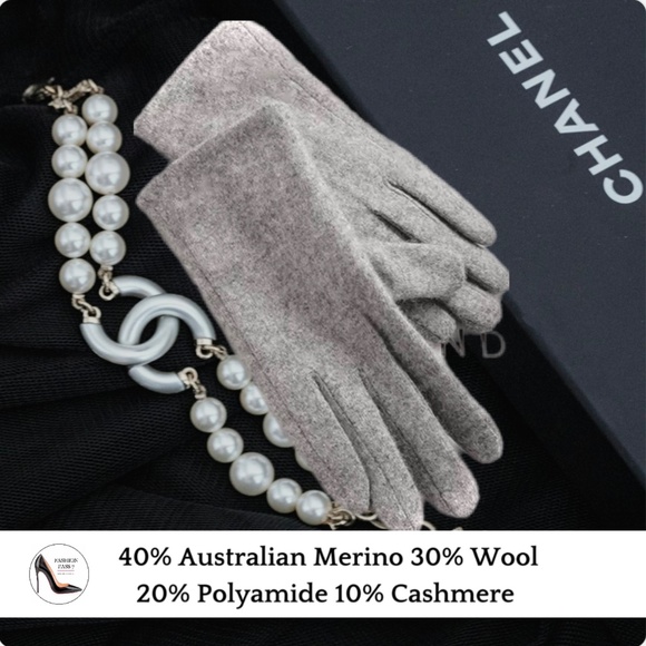 Luxury Cashmere Merino Wool Gloves Classic Gray Winter Mittens Fleece inside - Picture 1 of 6
